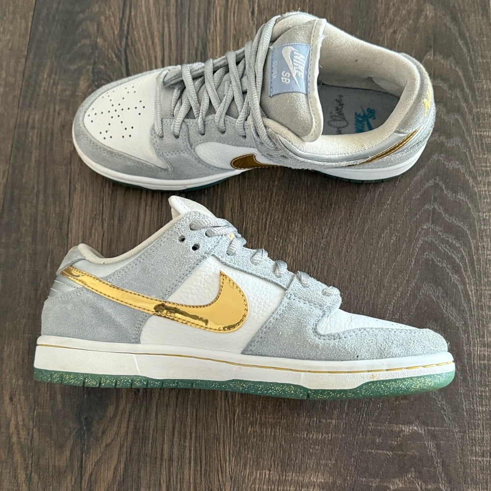 Nike SB Dunk Low SB Men’s Size 7.5 Sean Cliver Holidays Special Gray Gold Vtg - Picture 8 of 16